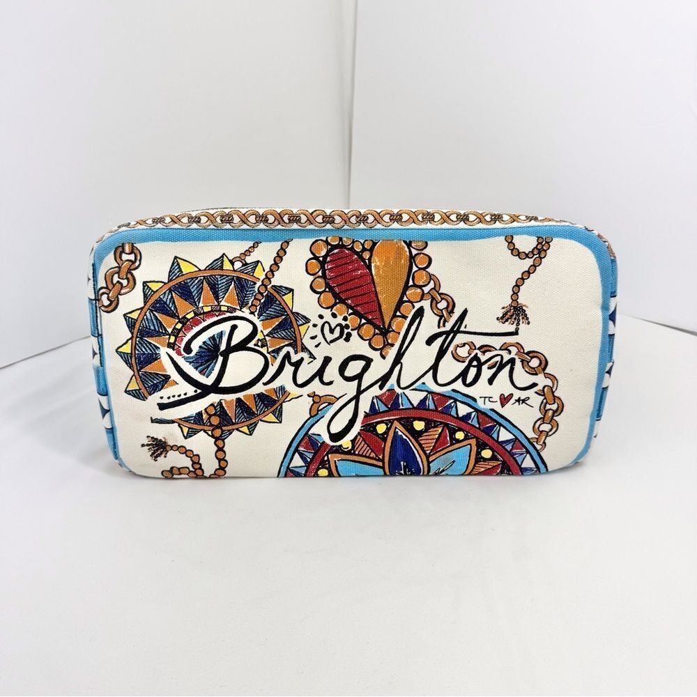 Brighton BELIEVE IN LOVE Blue Floral Original Artwork Collaboration Canvas Tote - Picture 12 of 16